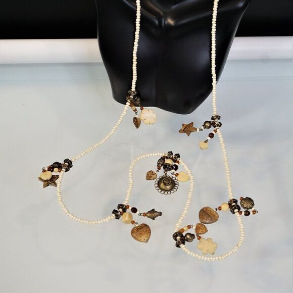 Iris Lane Necklace 1980s Designer Signed One of a Kind Vintage Beach Boho - Picture 4 of 12